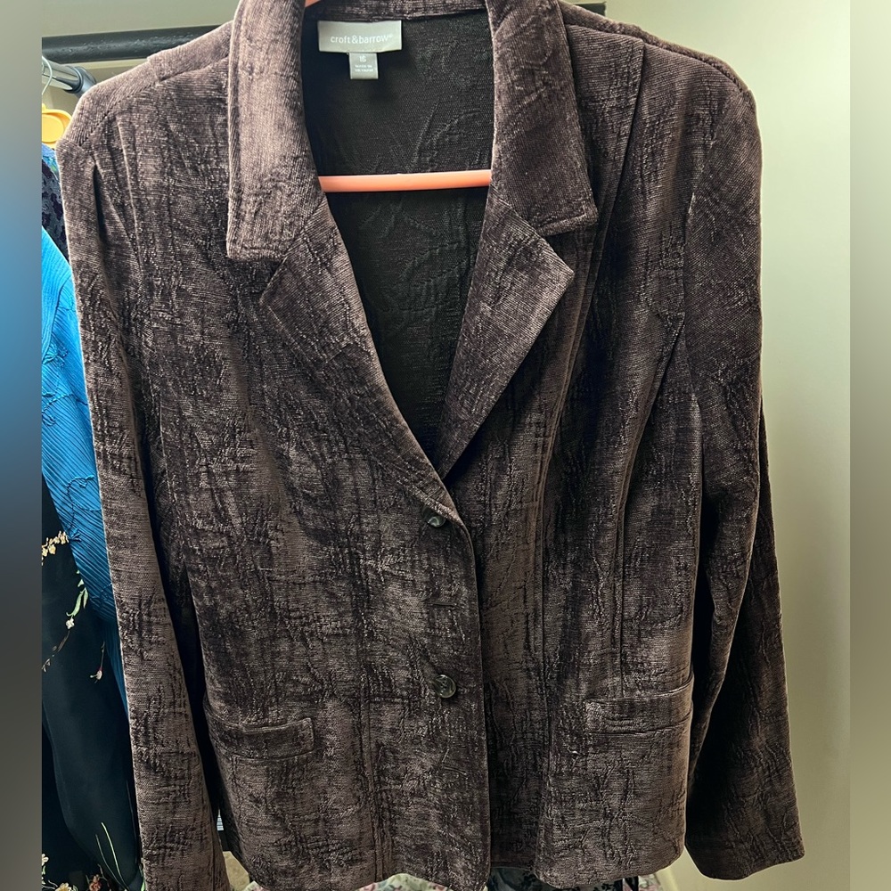 Croft & Barrow Rayon & Polyester Sportcoat/Blazer Black, Size 16.